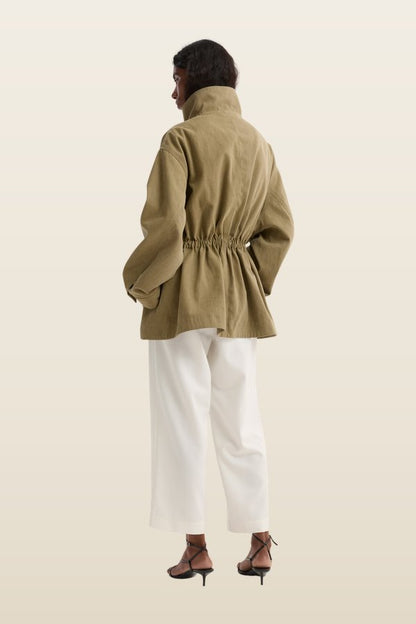 Sculptural safari jacket — model back