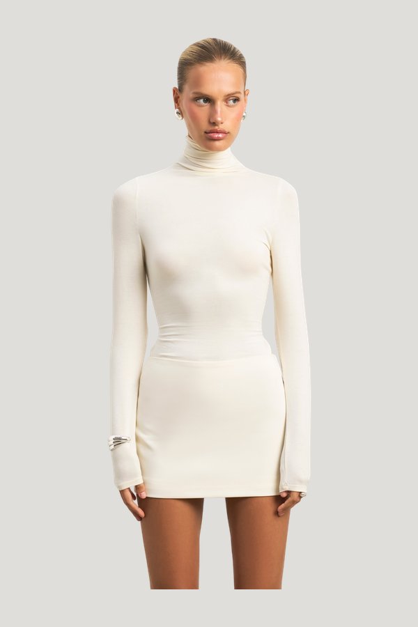 Semi Sheer High Neck Longsleeve Top — carry 3
