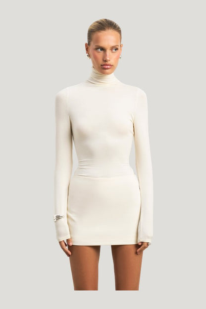 Semi Sheer High Neck Longsleeve Top — carry 3