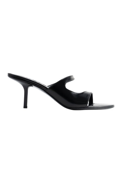 Serena Black Semi Patent Leather Slip-On Mule — packshot