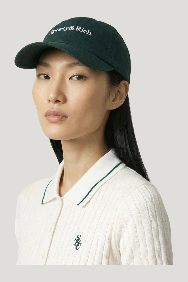 Serif Logo Hat - Forest/White — model front