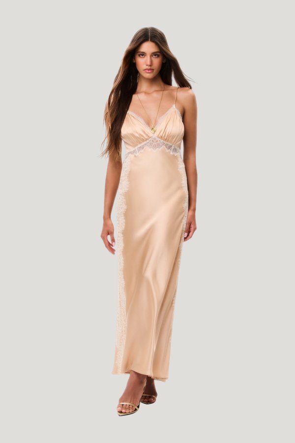 Shia Silk-Blend Maxi Dress — model front