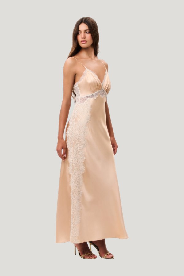 Shia Silk-Blend Maxi Dress — model side