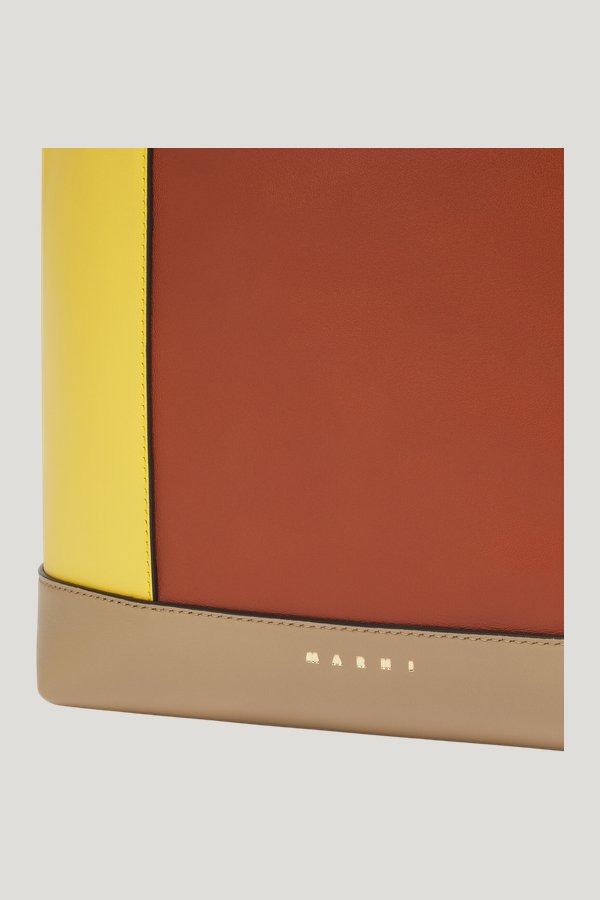 Yellow, brown and taupe leather Pod 2.0 bag — extra