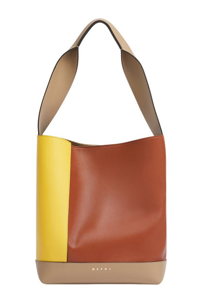 Yellow, brown and taupe leather Pod 2.0 bag — packshot