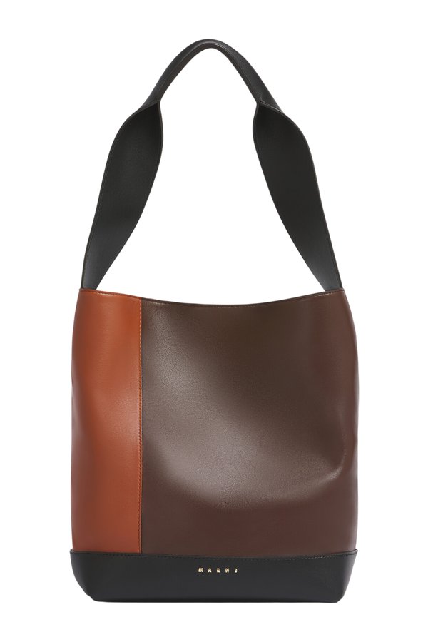 Light brown, dark brown and black leather Pod 2.0 bag — packshot