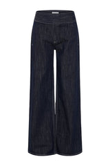 Sienna Flare Mid Rise Denim Jeans - Indigo Pinstripe — packshot