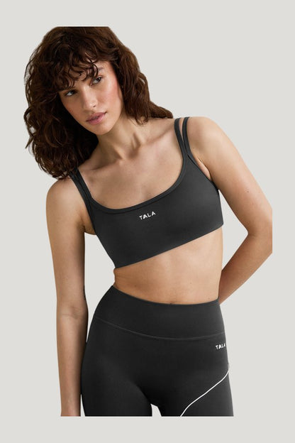SkinLuxe Bandeau Cross Over Sports Bra - Shadow — model side