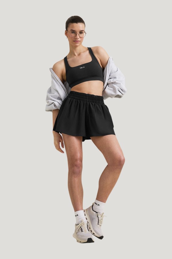 SkinLuxe Ruched Waist Floaty Short - Shadow — model front
