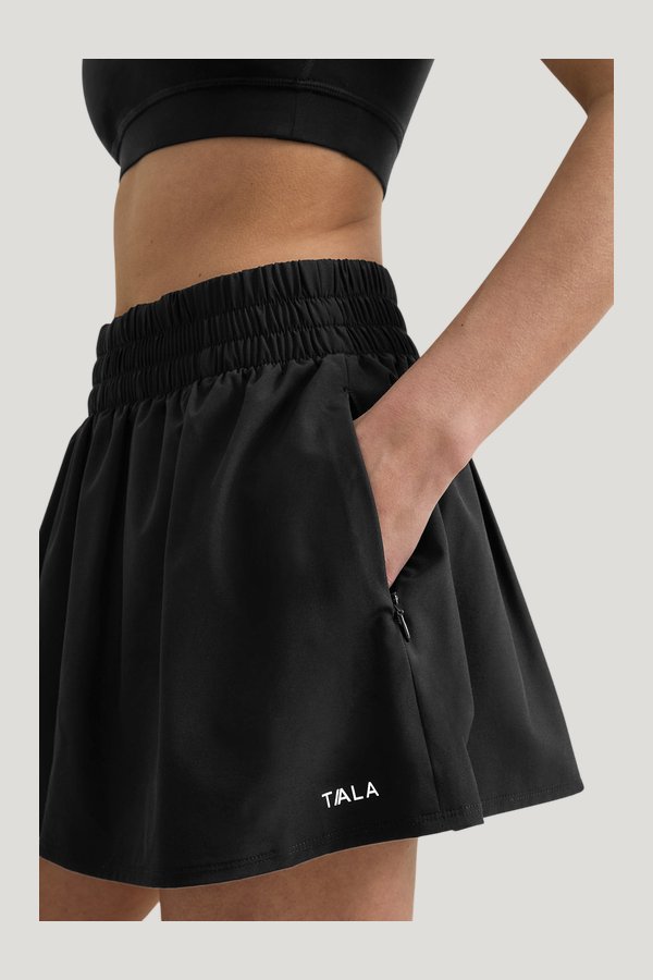 SkinLuxe Ruched Waist Floaty Short - Shadow — model side