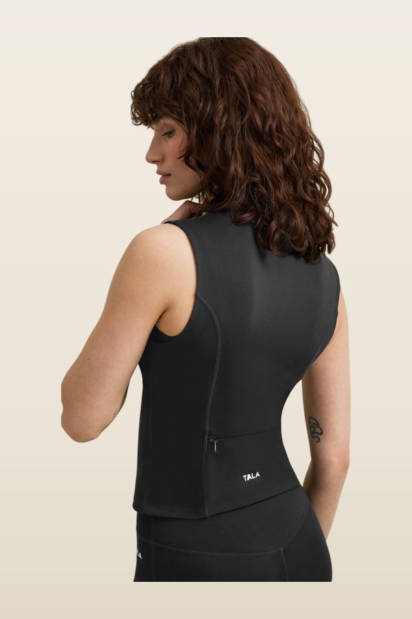 SkinLuxe Sleeveless Zip Through Running Top — carry 4