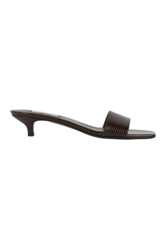 Slim lizard-embossed bandeau mules — packshot