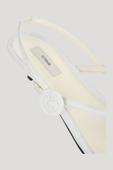 Slingback satin flip flops — model side