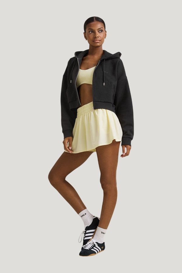 Relaxed Cotton Cocoon Hoodie - Shadow — model front