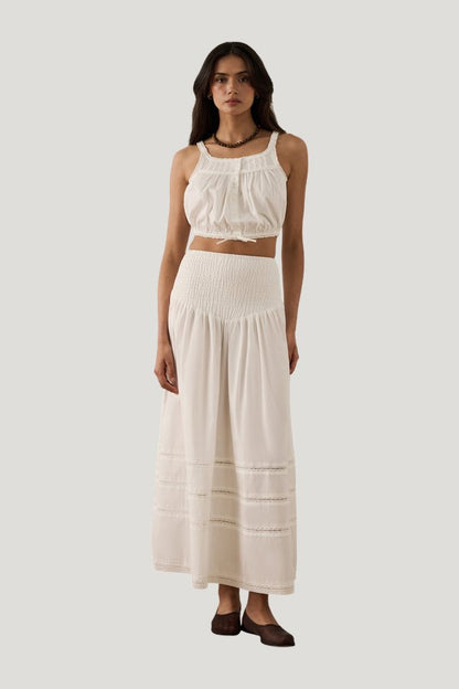 Smocked Maxi Skirt — model front