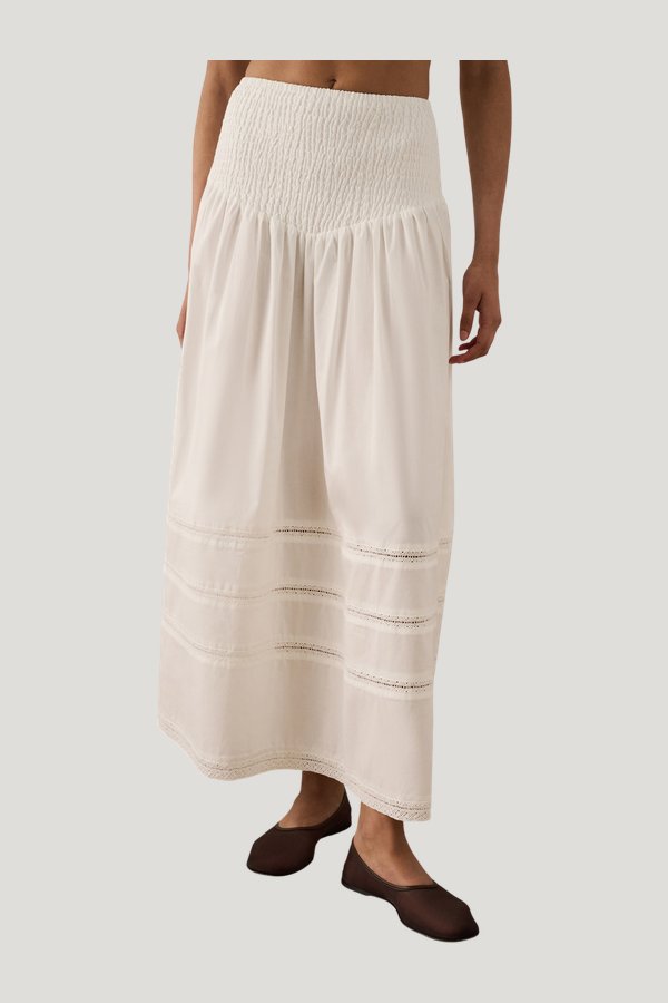 Smocked Maxi Skirt — model side