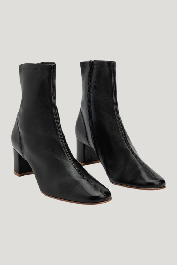 Sofia Black Leather Ankle Boot — model front