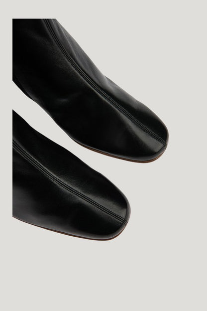 Sofia Black Leather Ankle Boot — model side