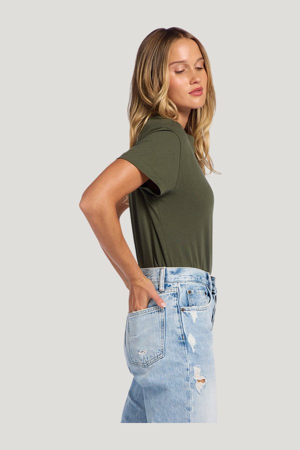Soft Cotton Everyday T-Shirt Bodysuit | Darkest — carry 3