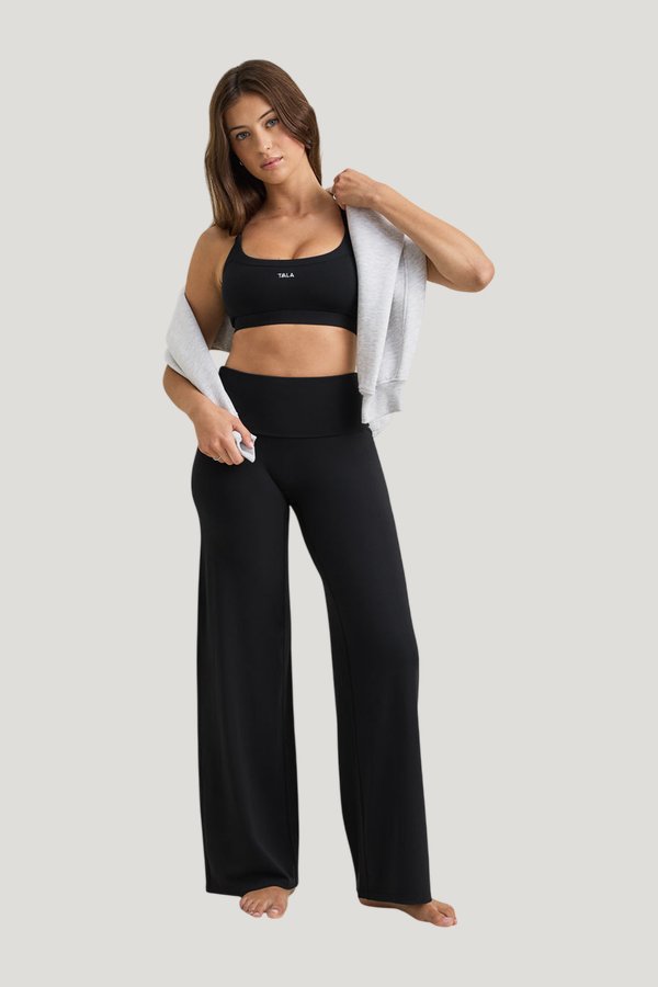 SoftSet Fold Waist Wide Leg Trouser — model front
