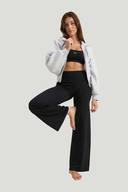 SoftSet Fold Waist Wide Leg Trouser — model side