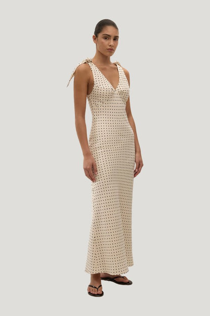 Solana Maxi Dress Lola Polka Dot — model side