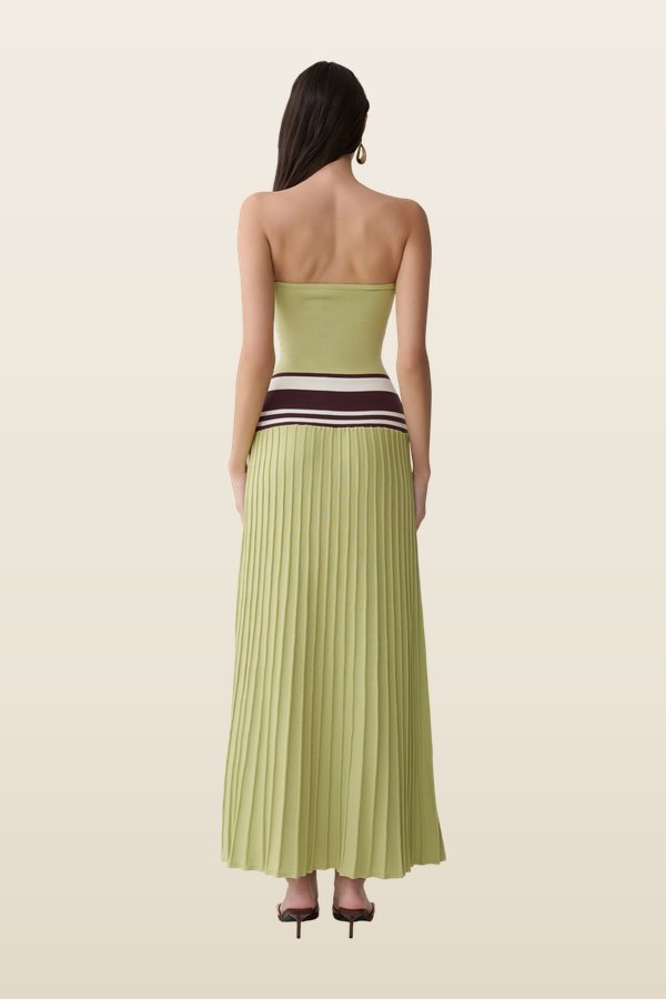 Solaris Strapless Contrast Knit Maxi Dress — model back