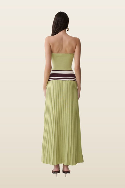 Solaris Strapless Contrast Knit Maxi Dress — model back