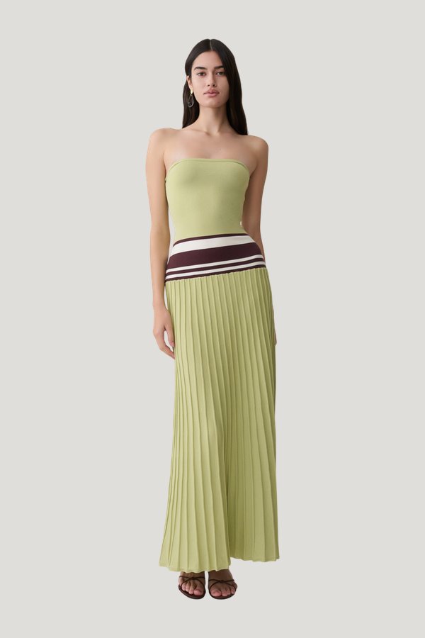 Solaris Strapless Contrast Knit Maxi Dress — model front