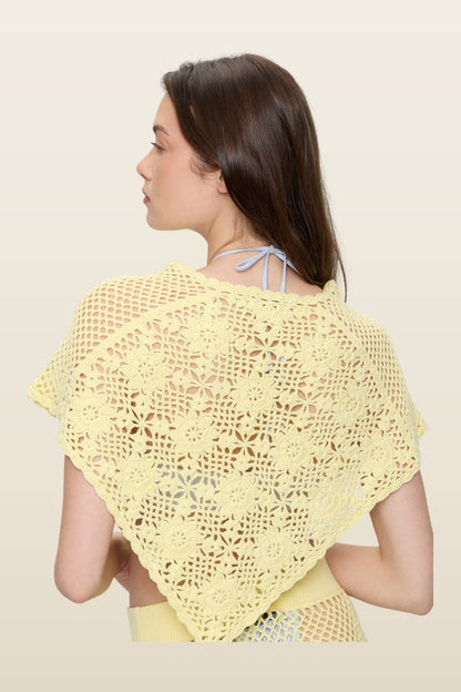 Sophie Crochet Poncho - Whipped Butter — model back