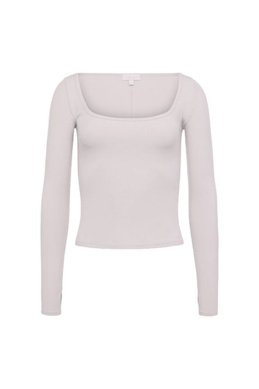 Sporty Rib Portrait Long Sleeve Top | Fog — packshot