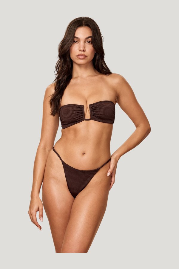 St. Martinique Bandeau - Espresso Wide Rib — model side