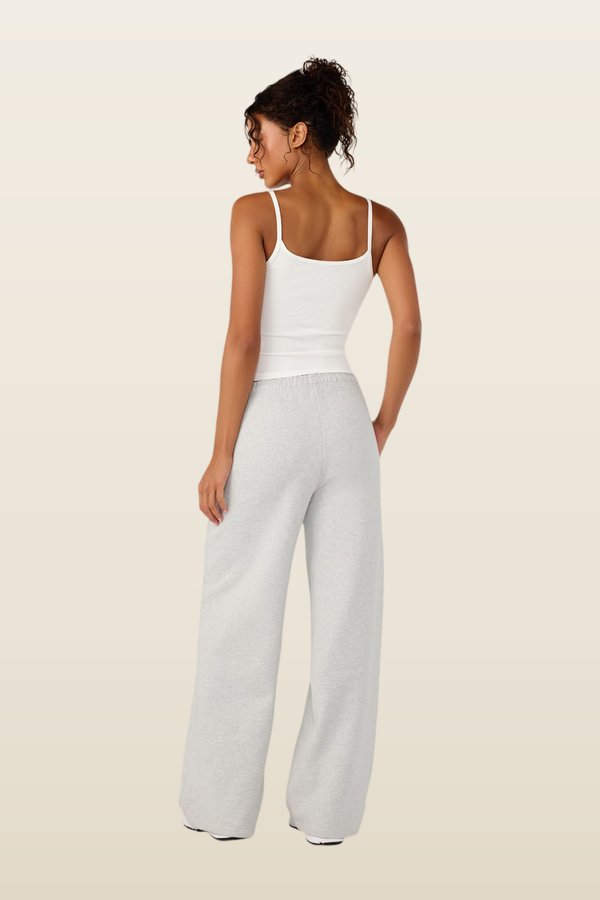 Straight Leg Sweatpants | Snow Marle — model back