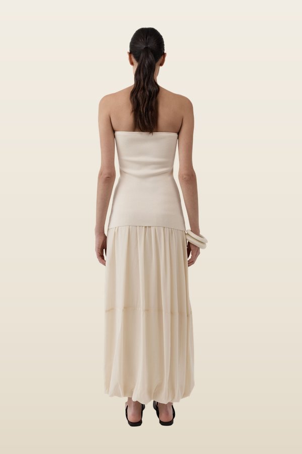 Strapless Balloon Hem Dress — model back
