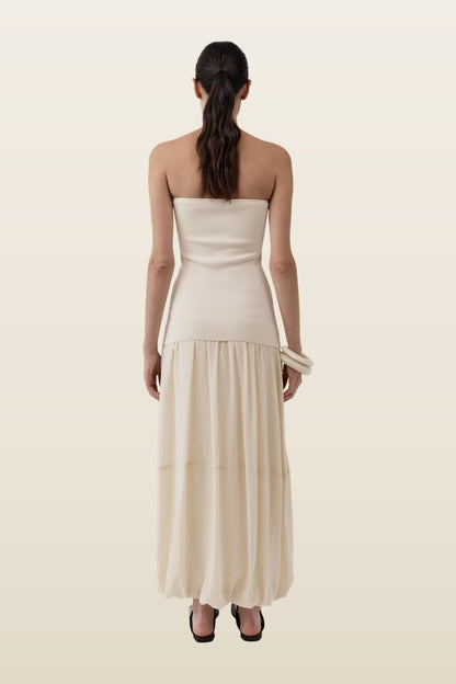 Strapless Balloon Hem Dress — model back