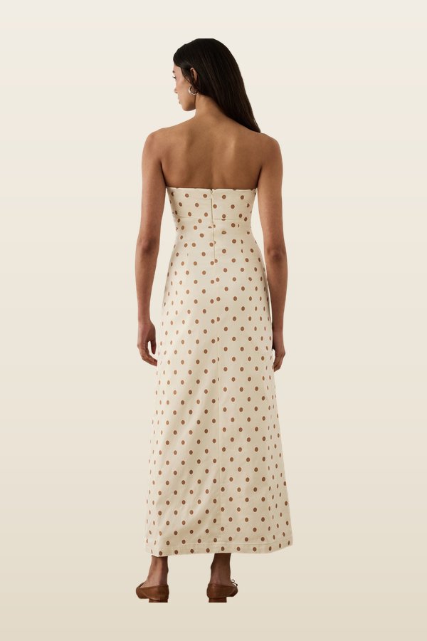 Strapless Foldover Midi Dress — model back