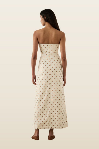 Strapless Foldover Midi Dress — model back