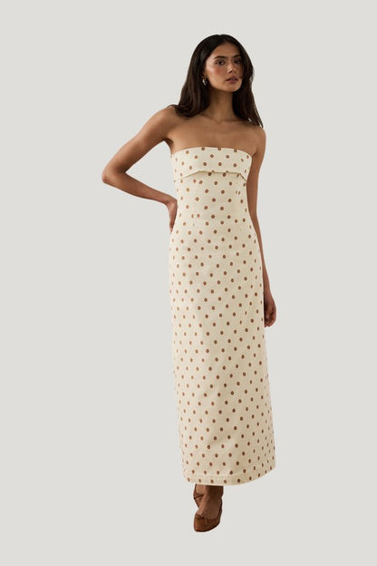 Strapless Foldover Midi Dress — model front