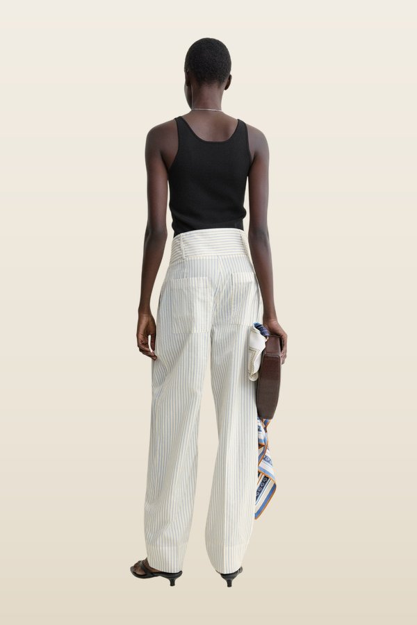 Stripe balloon trousers white/cobalt — model back