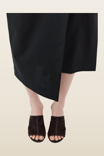 Suede Bandeau Wedge - Coffee — model back