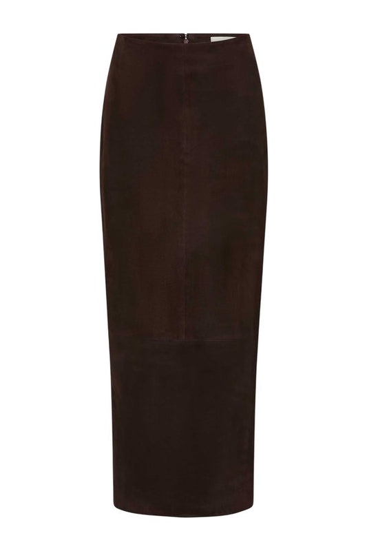 Suede Column Skirt - Coffee — packshot