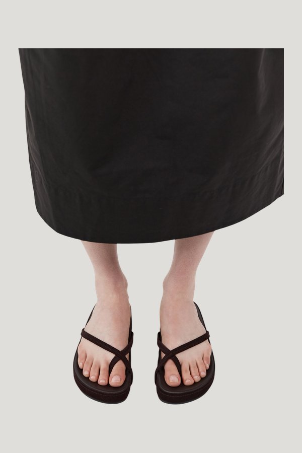 Suede Cross Strap Flatform - Coffee — extra