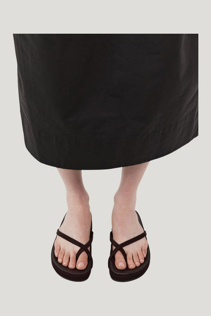 Suede Cross Strap Flatform - Coffee — extra