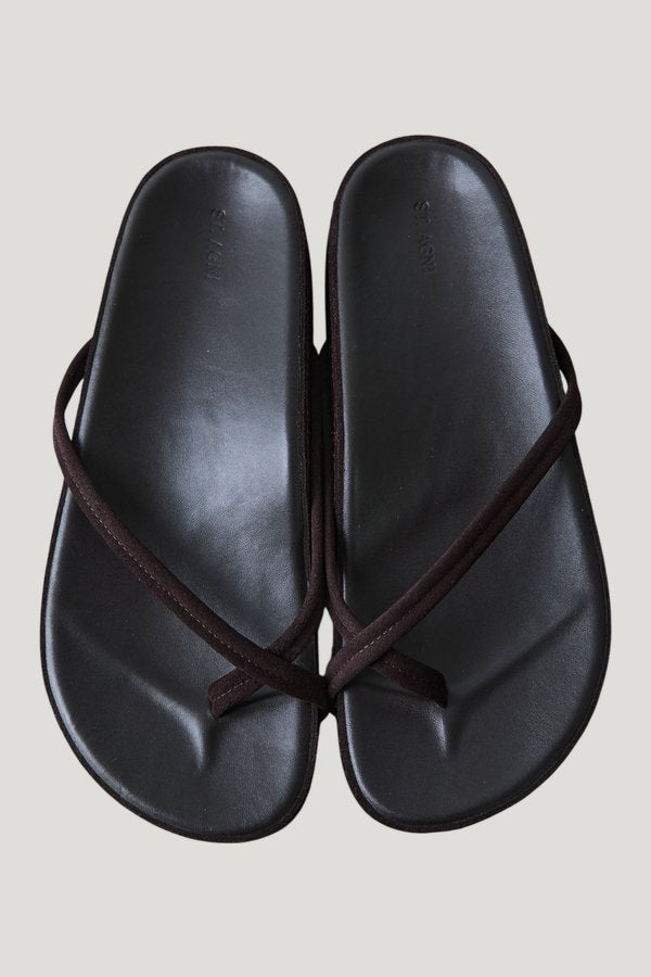 Suede Cross Strap Flatform - Coffee — model front
