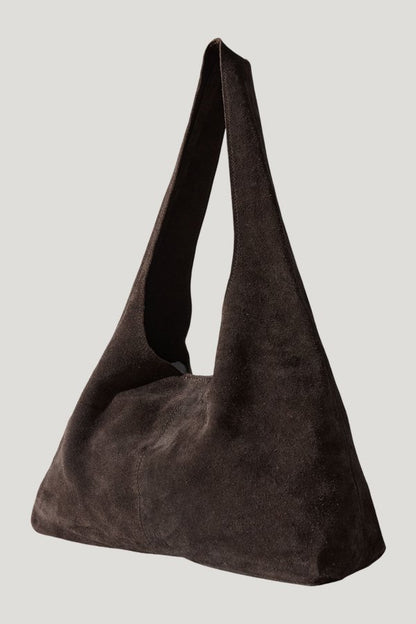 Suede Soft Bag - Coffee — model front