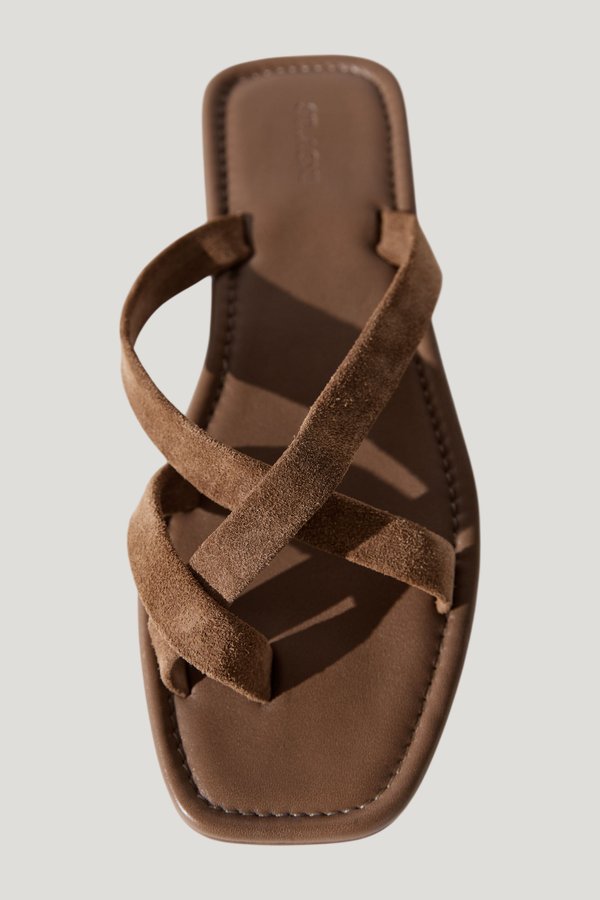 Suede Soft Strap Slide - Toffee — extra