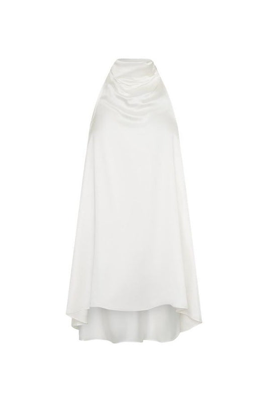 Sydney Asymmetrical Satin Halter Mini Dress — packshot