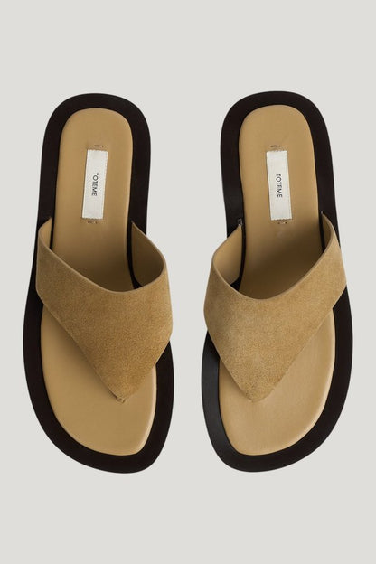 T-bar suede sandals desert — model side