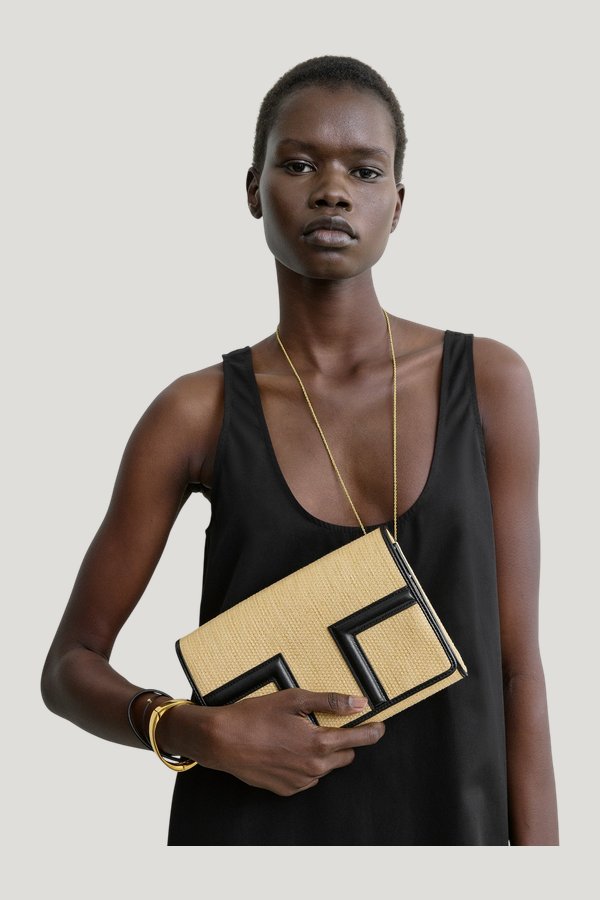 T-flap woven envelope natural/black — extra