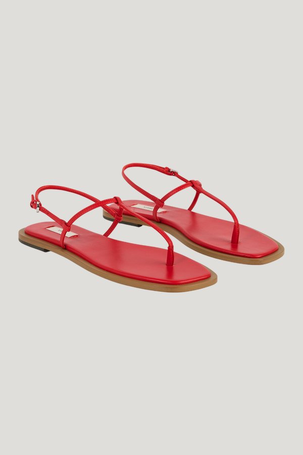 T-strap nappa sandals red/desert — model front